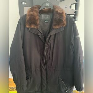 Lauren Ralph Lauren Womens Faux Fur Collar Black Down Puffer Jacket l Medium